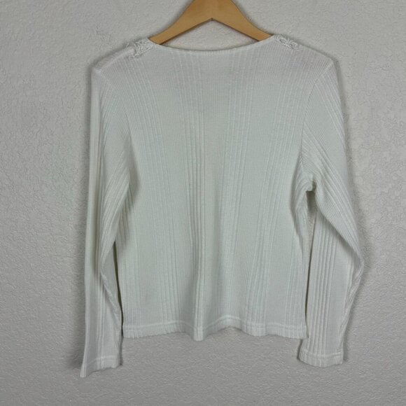 White Button-Up Top With Lace Collar Womens Small Cottagecore Grandma Coquette - Picture 6 of 7